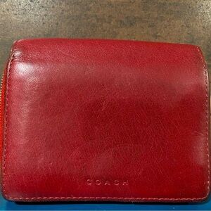 Older Vintage Coach Wallet Red Leather